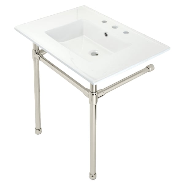 Fauceture KVPB31227W86 Dreyfuss 31" Console Sink W/SS Leg (8", 3 Hole), Wht/Nickel KVPB31227W86 - main